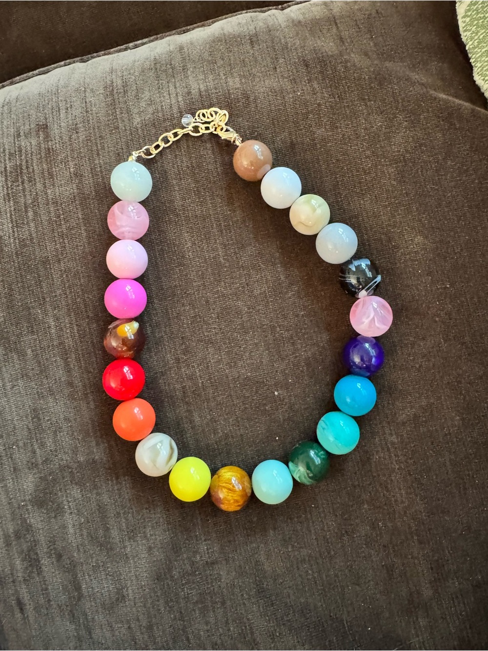 Colorful Multi-Gem Beaded Statement Necklace - Vibrant Rainbow